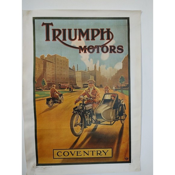 Art | Vintage Triumph Motors Italian Reproduction Paper Poster | Poshmark